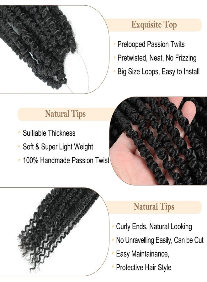 BEFUNNY Passion Twist Crochet Hair,18 Inch 6 Packs Pretwisted Passion Twist Hair, Soft Pre Looped And Pre twist Crochet Hair For Women,Prelooped Black Curly Bohemian Crochet Braids(18",6packs,1B#) - Image 3